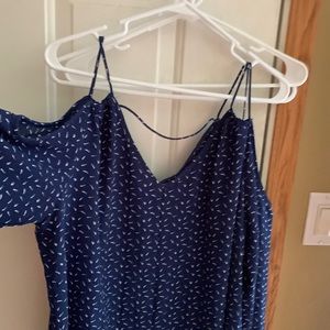 Crescent brand from Stitchfix brand new cold shoulder blouse in blue and white